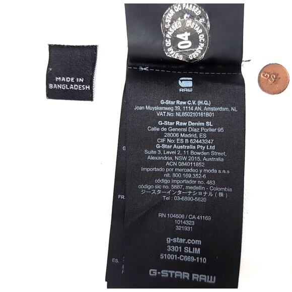 G-Star Raw 3301 ELTO Jeans Men's 38x36 Measure 39X34 White Denim Slim Fit - Picture 11 of 16
